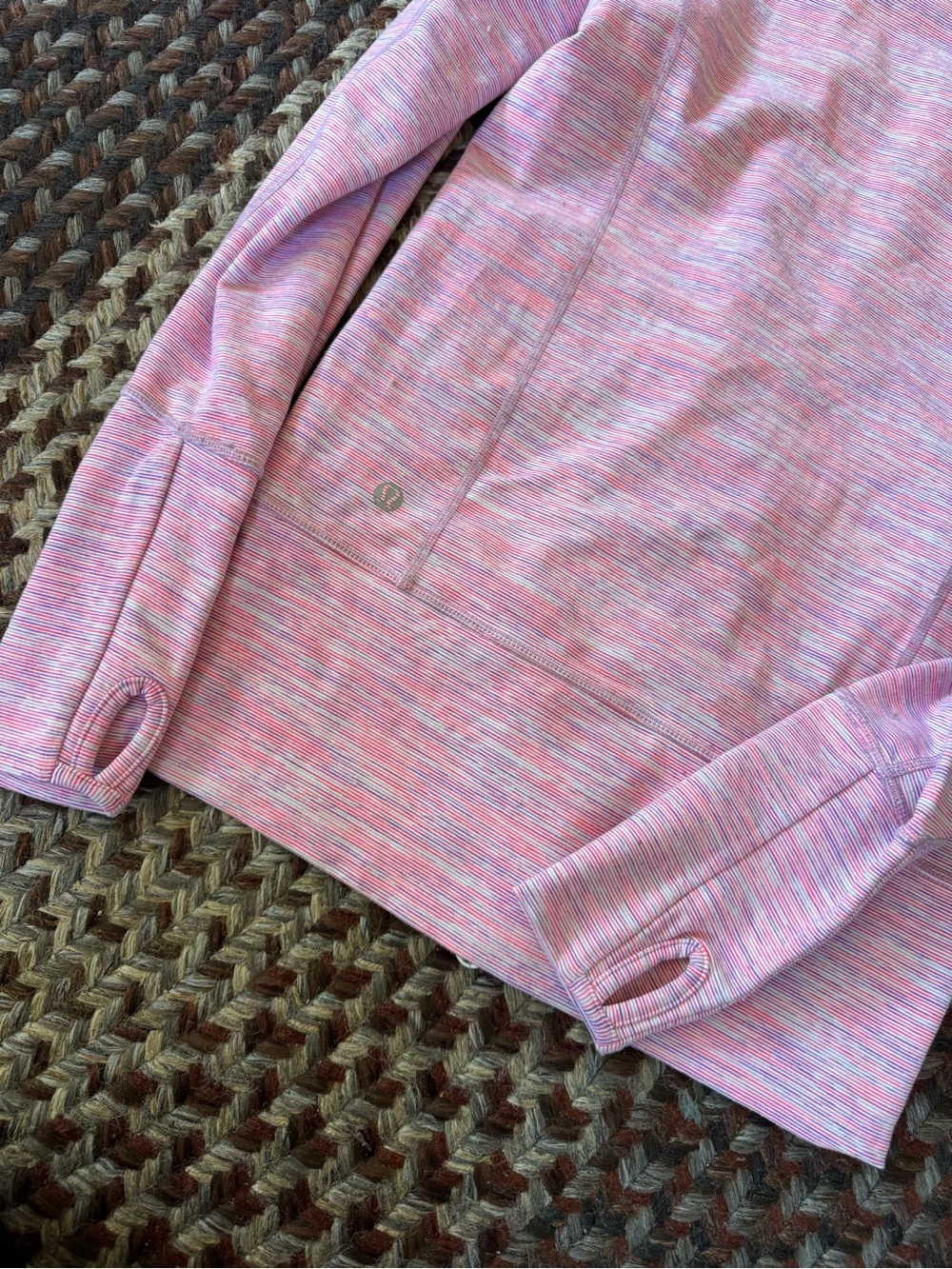 lululemon Scuba Full-Zip Hoodie Striped Pink Purple Size 2 Thumbholes - Picture 11 of 12
